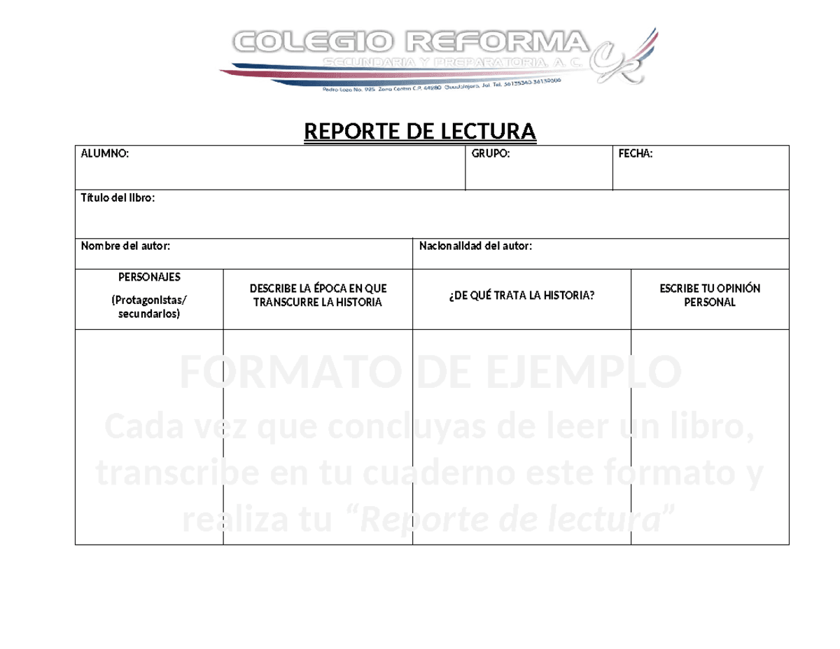 Reporte de Lectura: Características y Ejemplos